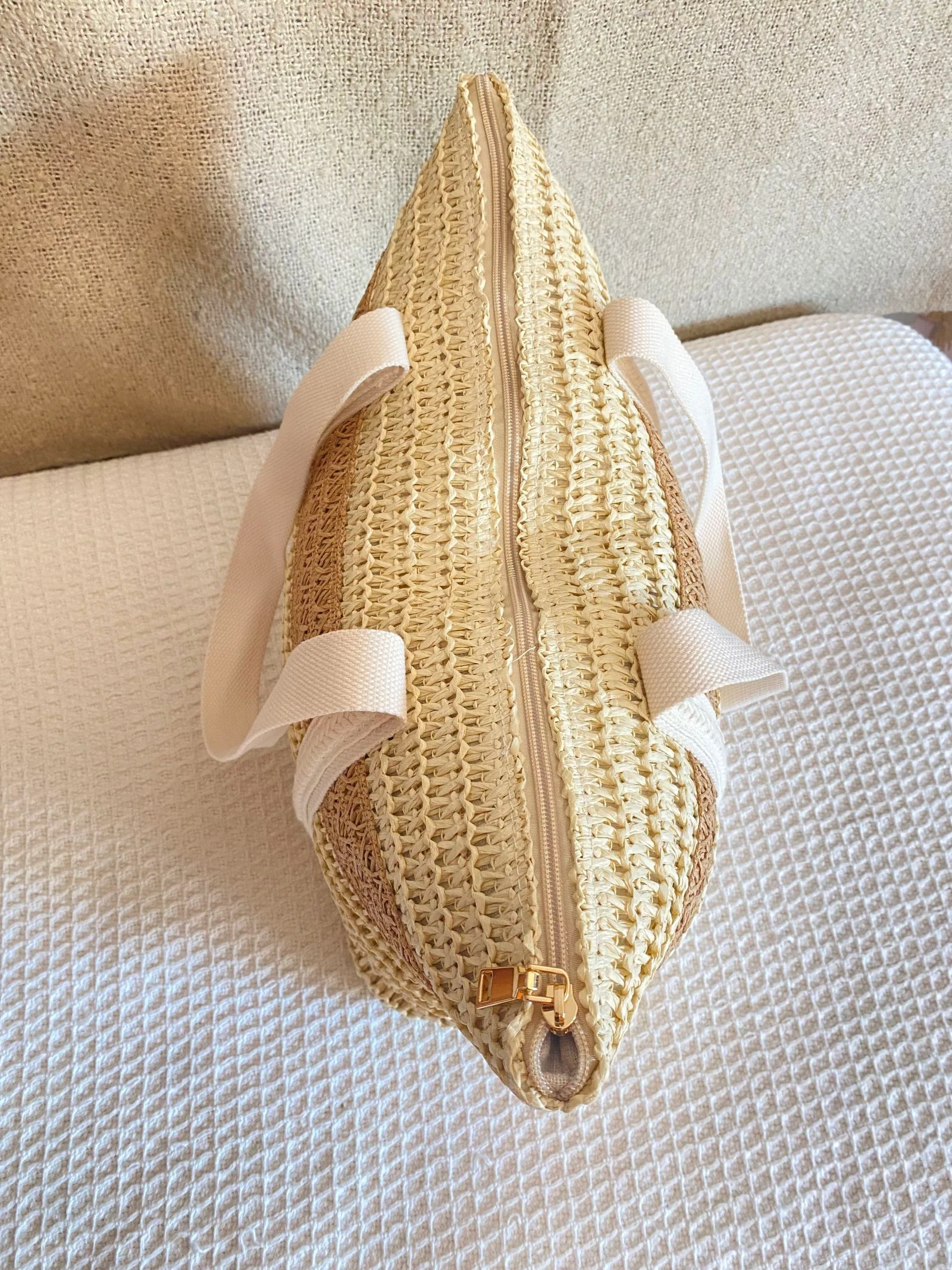 Grote tweekleurige rotan tote tas – photo 6